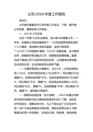 公司年度工作会议报告（2023总结，2024计划）