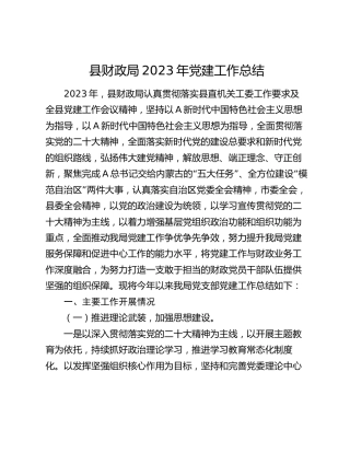 县财政系统2023年党建工作总结2800字