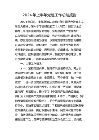 2024年上半年党建工作总结报告3900字√