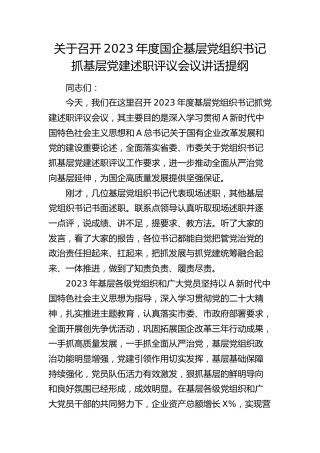 国企公司党组织书记抓党建述职评议会议讲话1800字