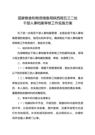 档案审核工作方案
