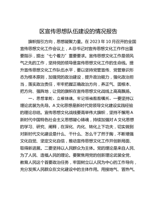 区宣传思想队伍建设的情况报告2300字