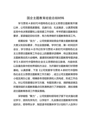 国企主题教育经验总结（公司）