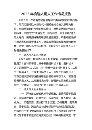 2023年度选人用人工作报告2