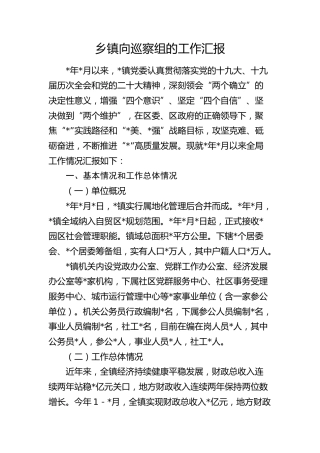 乡镇向巡察组的工作汇报7900字