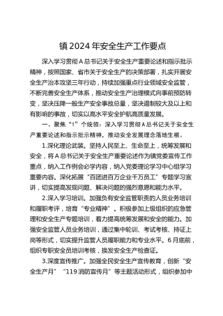 乡镇2024年安全生产工作要点