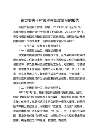 乡镇关于村级巡察整改情况的报告9500字