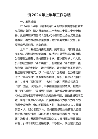 乡镇2024年上半年工作总结