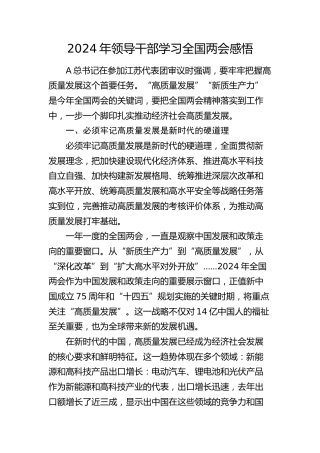 2024年全国两会心得体会发言3500字