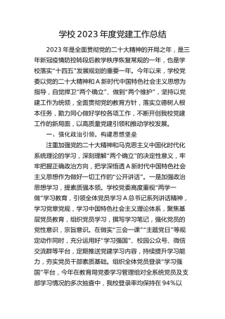 学校2023年度党建工作总结2300字