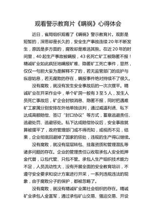 观看安全生产警示教育片《瞒祸》心得体会