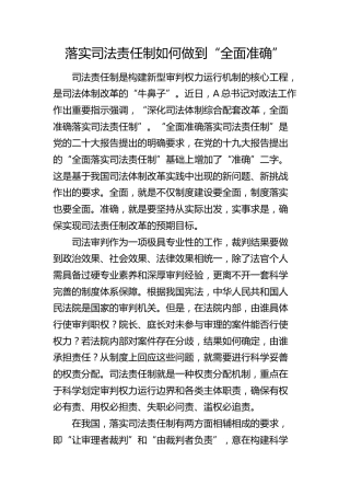 研讨发言：落实司法责任制如何做到“全面准确”