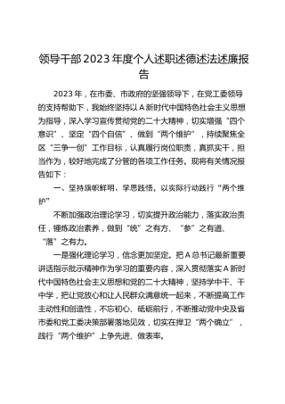 2023年度个人述职述德述法述廉报告3400字