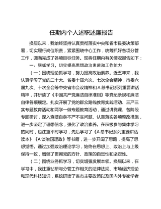 任期内个人述职述廉报告（五年总结5100字）
