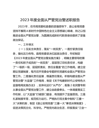 公安系统2023年度全面从严管党治警述职报告2900字