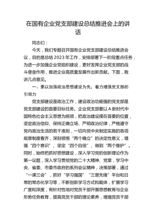 在国企公司党支部建设总结推进会上的讲话