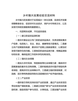 乡村振兴发展经验交流
