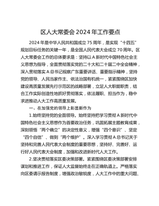 区人大2024年工作要点