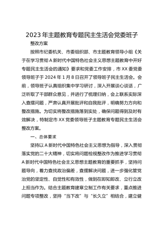 2023年主题教育专题民主生活会班子问题整改方案4400字 
