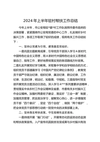 2024年上半年驻村帮扶工作总结（公安3000字）