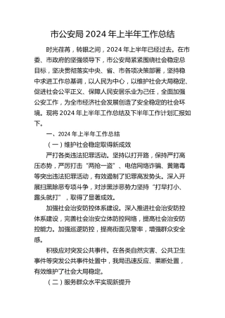市公安局2024年上半年工作总结2000字