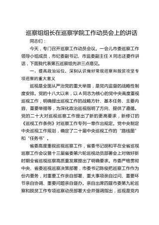 巡察组组长在巡察学校工作动员会上的讲话6500字