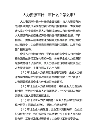 人力资源审计，审什么？怎么审？