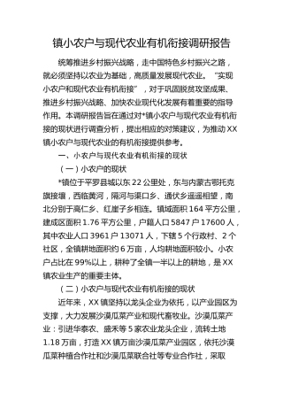 乡镇小农户与现代农业有机衔接调研报告