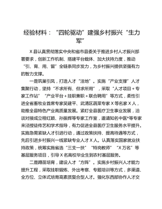 经验总结：“四轮驱动”建强乡村振兴“生力军”