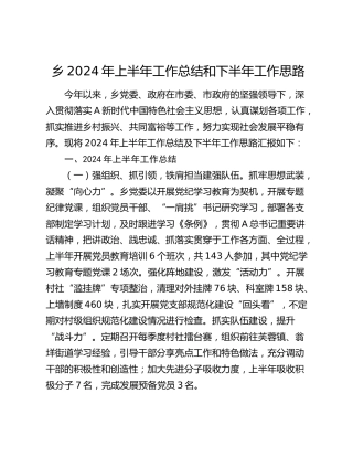乡镇2024年上半年工作总结4