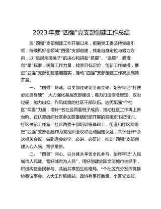 2023年度“四强”党支部创建工作总结（街道）