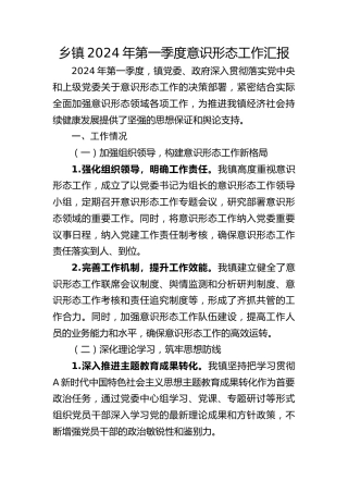 乡镇2024年第一季度意识形态工作汇报