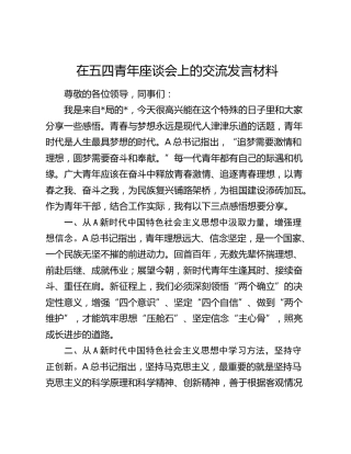 在五四青年座谈会上的交流发言3