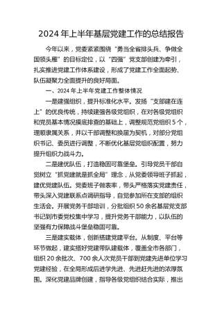 2024年上半年基层党建工作的总结3400字