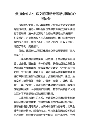 参加总书记生态文明思想专题培训班的心得体会（发言）