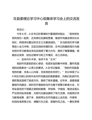中心组作风建设廉政建设交流发言