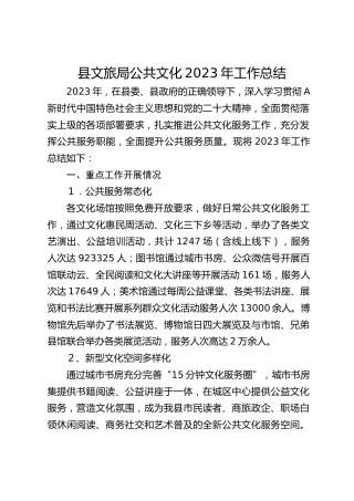 县文旅局公共文化2023年工作总结（20240126）