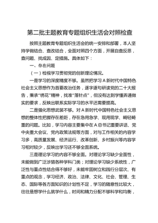 主题教育专题组织生活会个人对照检查3300字