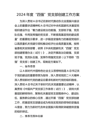 “四强”党支部创建工作方案