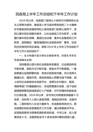 民政局上半年工作总结