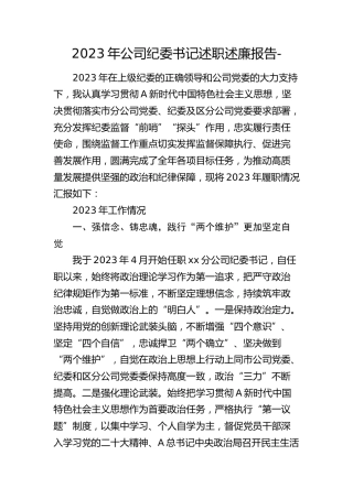2023年公司纪委书记述职述廉报告4200字