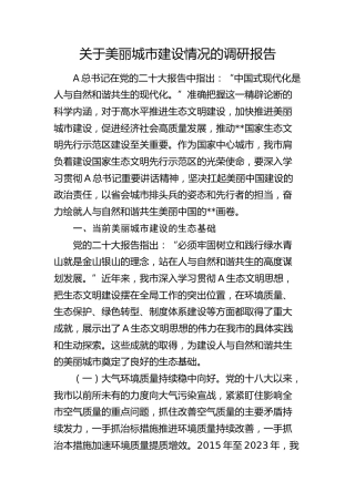 美丽城市建设情况的调研报告