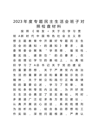 县区班子2023年度主题教育专题民主生活会对照检查6400字（含政绩观）