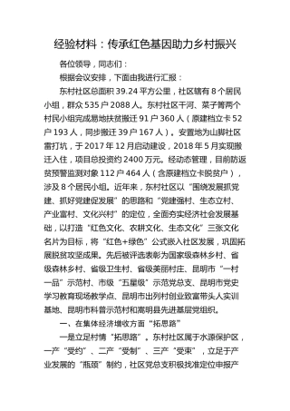 经验总结：传承红色基因 助力乡村振兴