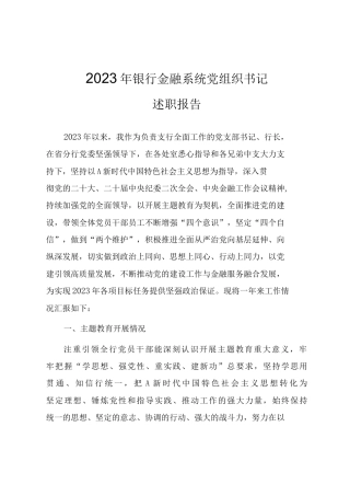 2023年度银行金融系统党组织书记述职报告