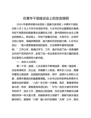 在青年干部座谈会上的发言1900字