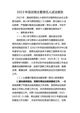 2023年市信访系统主要责任人述法报告