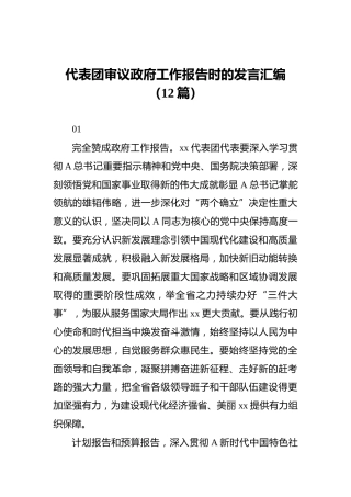 代表团审议政府工作报告时的发言12篇