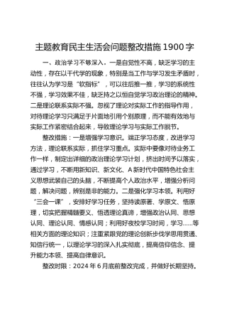 主题教育民主生活会问题整改措施1900字