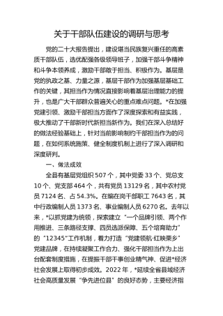 干部队伍建设的调研与思考（调研报告参考）